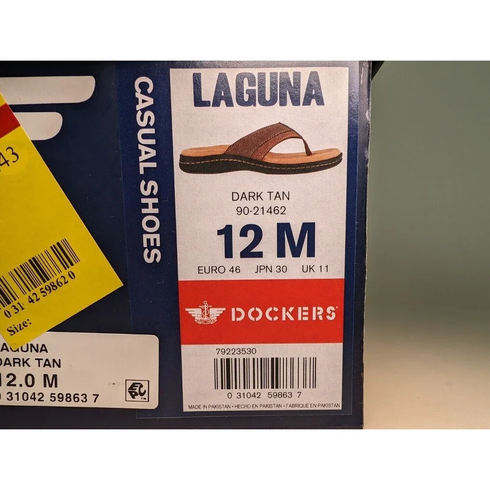 Dockers Sandals Mens 12 M Laguna Flip Flop Dark Tan Memory Foam Insole Shoes NEW - Picture 11 of 11